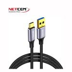 CABLE USB TIPO A 3.2 GEN1 A USB TIPO C 3.2 GEN2 10GBPS 60WATTS FORRADO EN NYLON CON CONECTORES DE ALUMINIO NETCOM