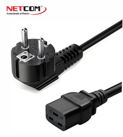CABLE PODER DE ALIMENTACION TIPO SCHUKO MACHO A IEC 320 C19 HEMBRA DE 1.80 METROS CALIBRE 3X14 AWG 15A NETCOM