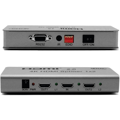 SPLITTER HDMI 2.0 1X2 DE 1 ENTRADA A 2 SALIDAS ULTRA HD 4K 60HZ DE ALUMINIO NETCOM