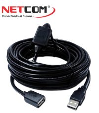 CABLE EXTENSION USB 2.0 DE 15 METROS DE MACHO A HEMBRA CON BUSTER PARA DATOS AUDIO Y VIDEO NETCOM