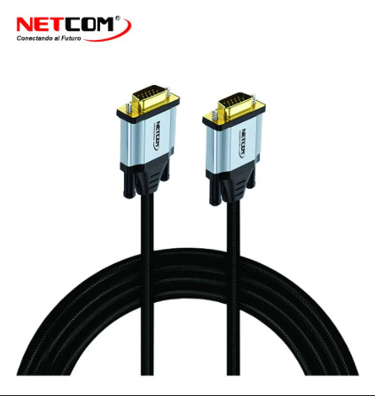 CABLE VGA DB15 -15 PINES MACHO A MACHO DE 1.80 METROS FORRADO EN NYLON NETCOM