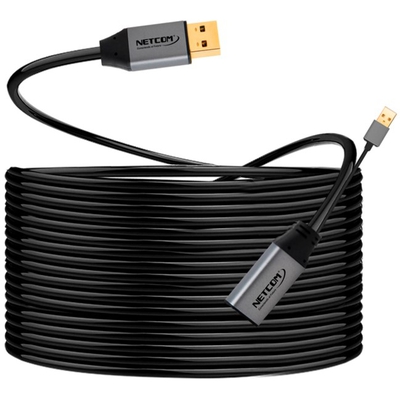 CABLE EXTENSION USB 3.0 DE 15 METROS MACHO A HEMBRA ACTIVO PARA DATOS AUDIO Y VIDEO NETCOM