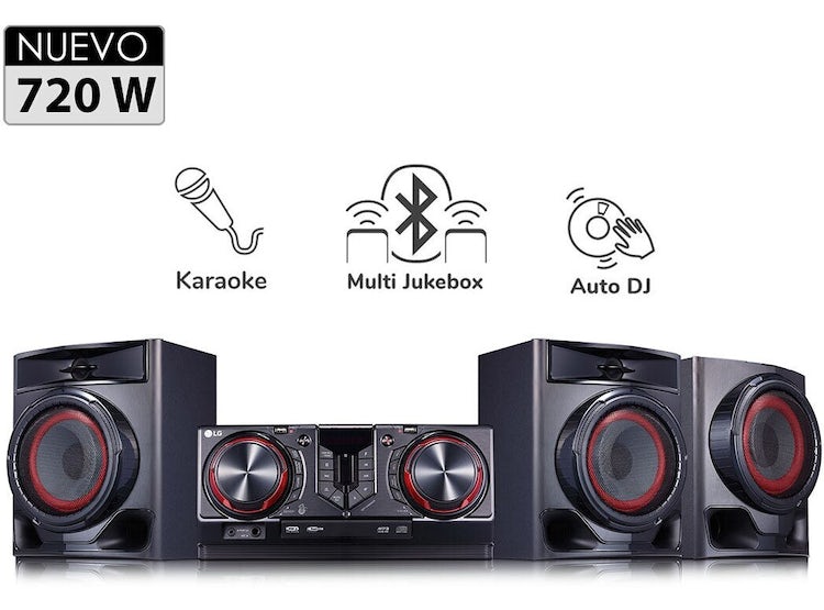 CJ45 - Mini componente 720w, multi bluetooth, 2 entradas usb, mp3,karaoke, xboom, efectos dj LG