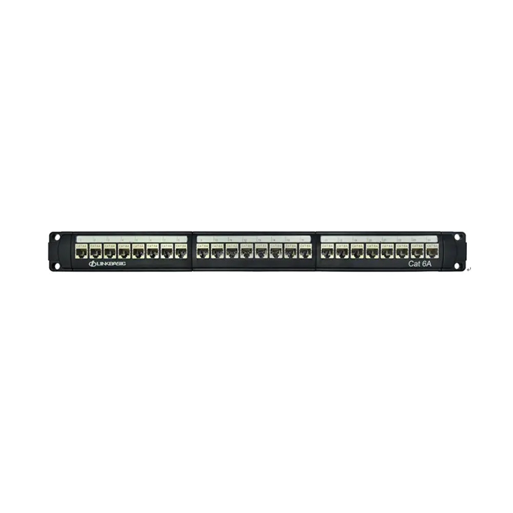 Patch Panel 24 Puertos Cat6A Blindado 1-RU (Incluye 24 Jacks JKS09-SC6A)