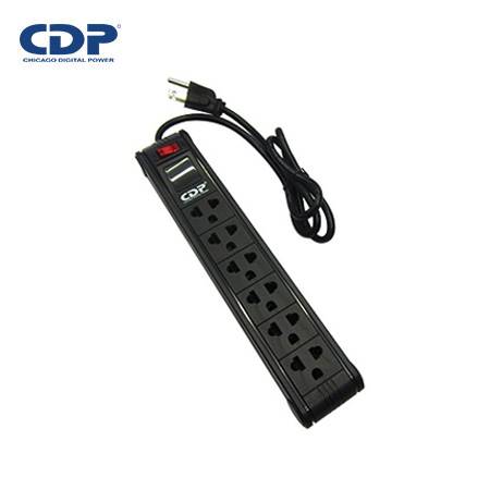 6 OUTLET SURGE PROTECTOR BLACK