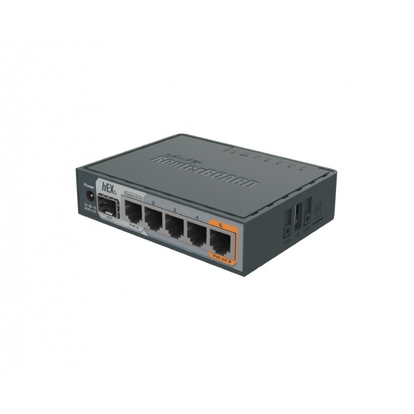 RB760IGS - HEX S WITH DUAL CORE 880MHZ MHZ CPU, 256MB RAM, 5 GIGABIT LAN PORTS, SFP, USB, POE-OUT ON