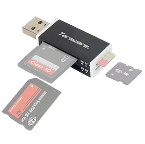 Lectora de tarjeta Coolbox Teraware RM-01 conector USB para SD/MMC/MS/M2/MICRO SD, 480 Mbps, luz led, negro