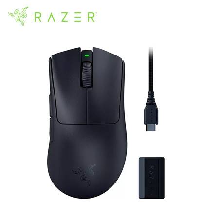 MOUSE RAZER DEATHADDER V3 PRO 30K DPI MULTI-DISPOSITIVO 90H WIRELESS / USB-C SWITCH OPTICO 90M + DONGLE WIRELESS HYPERPOLLING BLACK (RZ01-04630300-R3WL)