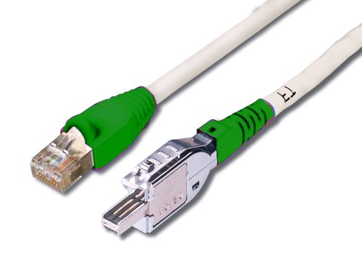 Patch Cord TERA 4 pares a RJ-45 Cat 6A S/FTP LSZH 2mts Blanco Capucha Verde - A PEDIDO 75 DIAS