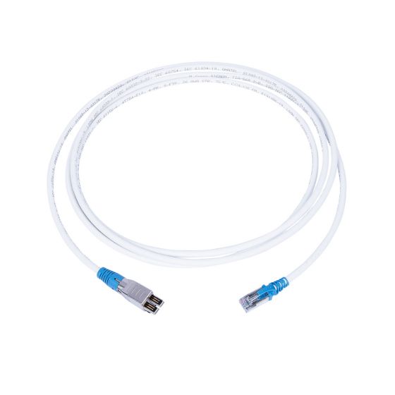 Patch Cord TERA 4 pares a RJ-45 Cat 6A S/FTP LSZH 3mts Blanco Capucha Azul - (Pedido 40 dias)