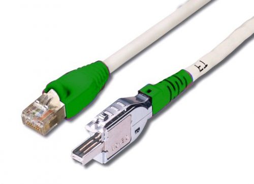 Patch Cord TERA 4 pares a RJ-45 Cat 6A S/FTP LSZH 3mts Blanco Capucha Verde - A PEDIDO 75 DIAS