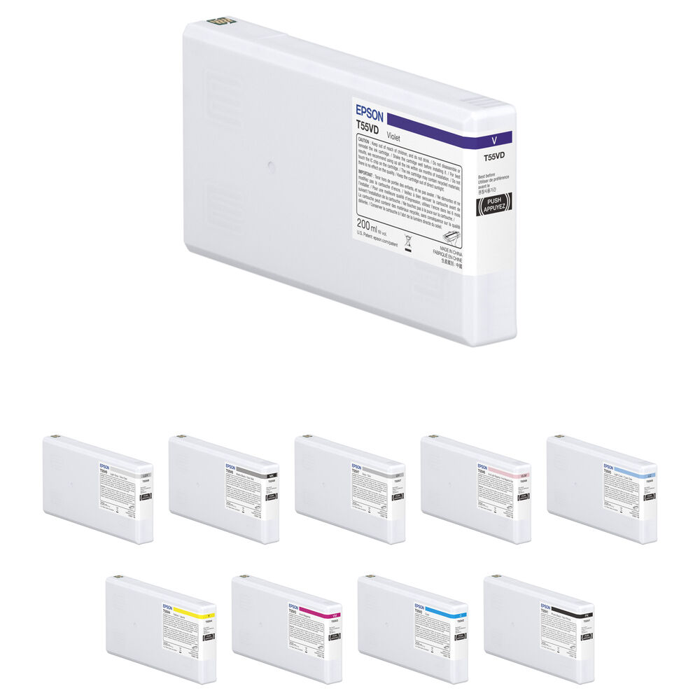 Epson T55V Kit de Cartuchos de Tinta UltraChrome PRO10 de 10 Colores para Impresora SureColor P5370 200ml (PEDIDO - 15 a 18 dias habiles)