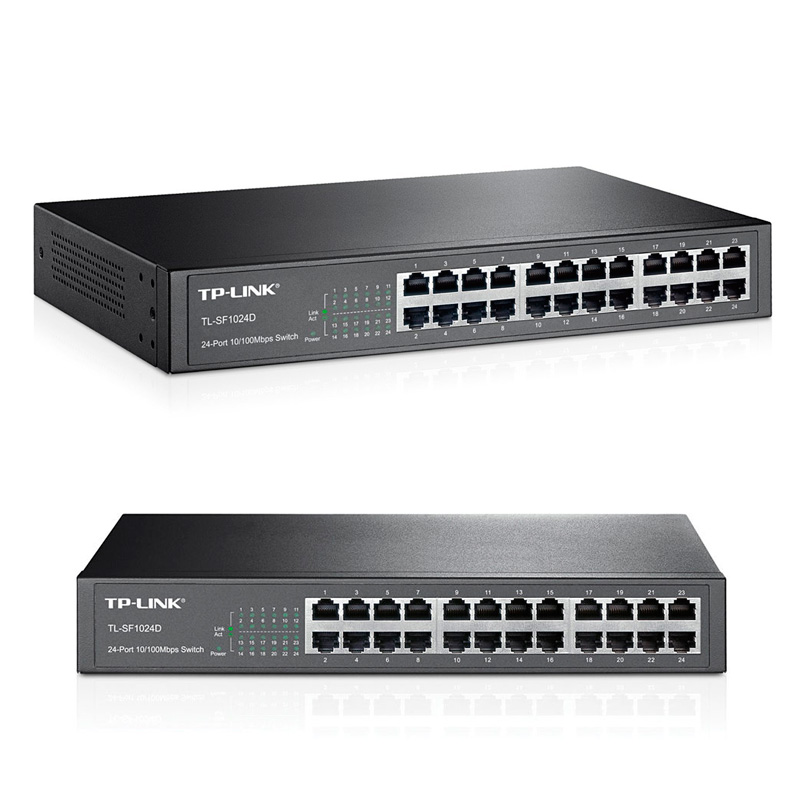 switch tp-link tl-sf1024d, 24 rj-45 fast ethernet(10/100 mbps), auto-voltaje 100-240 