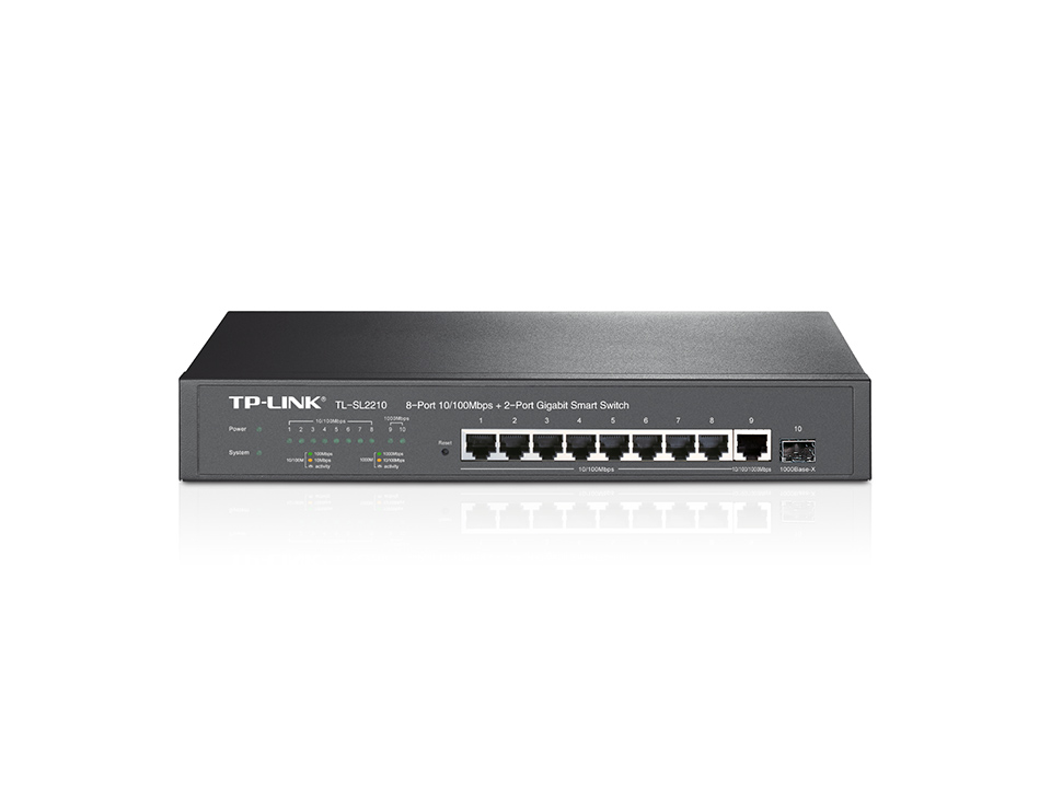 8-Port 10/100Mbps + 2-Port Gigabit Smart Switch + 1 SFP