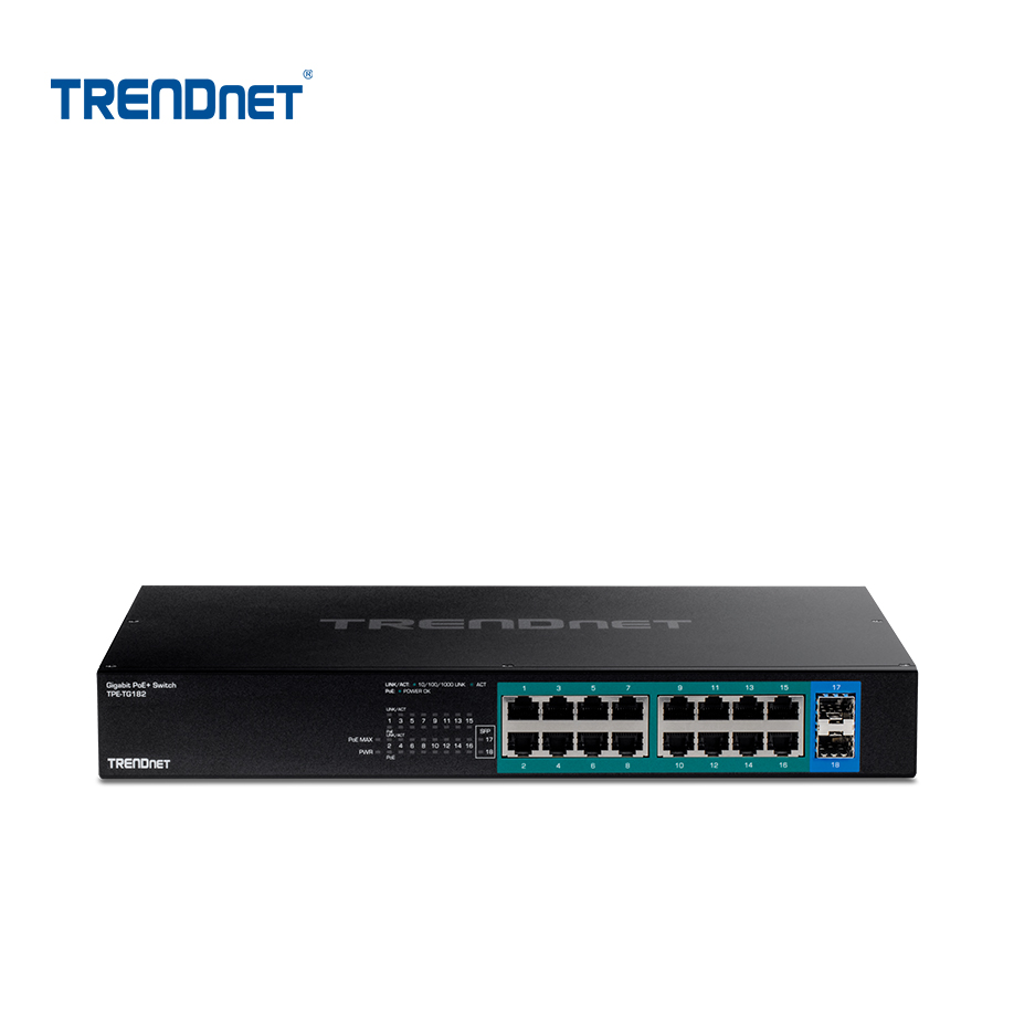 SWITCH GbE 16pt TRENDNET TPE-TG182 2|SFP PoE+ Rack