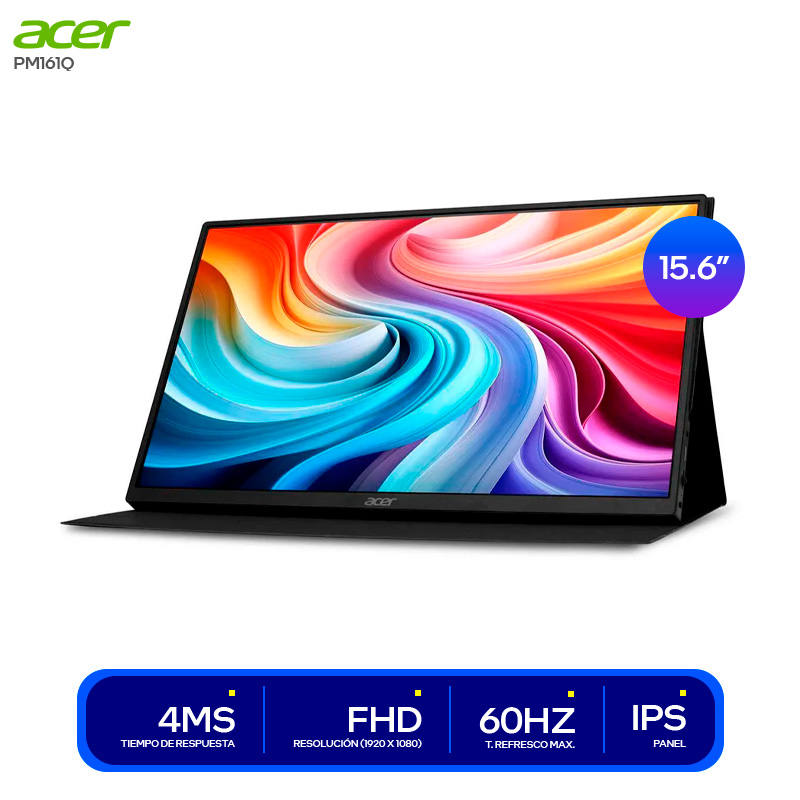 MONITOR Portatil 15.6 ACER PM161Q Jkmiuux FHD Dorado con Parlante Integrado