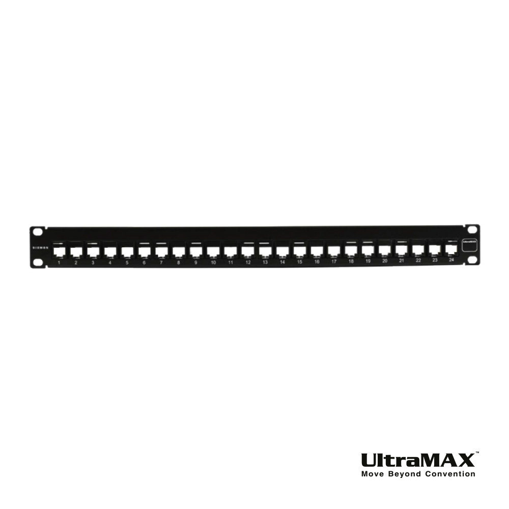 Patch Panel Modular 24 Puertos UltraMAX Cat6 (Vacio). Requiere Jacks U6-P00NB).