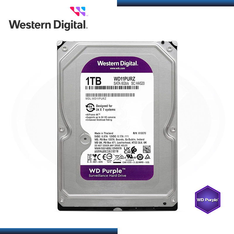 DISCO DURO 3.5 1TB WD PURPLE 64MB Vigilancia