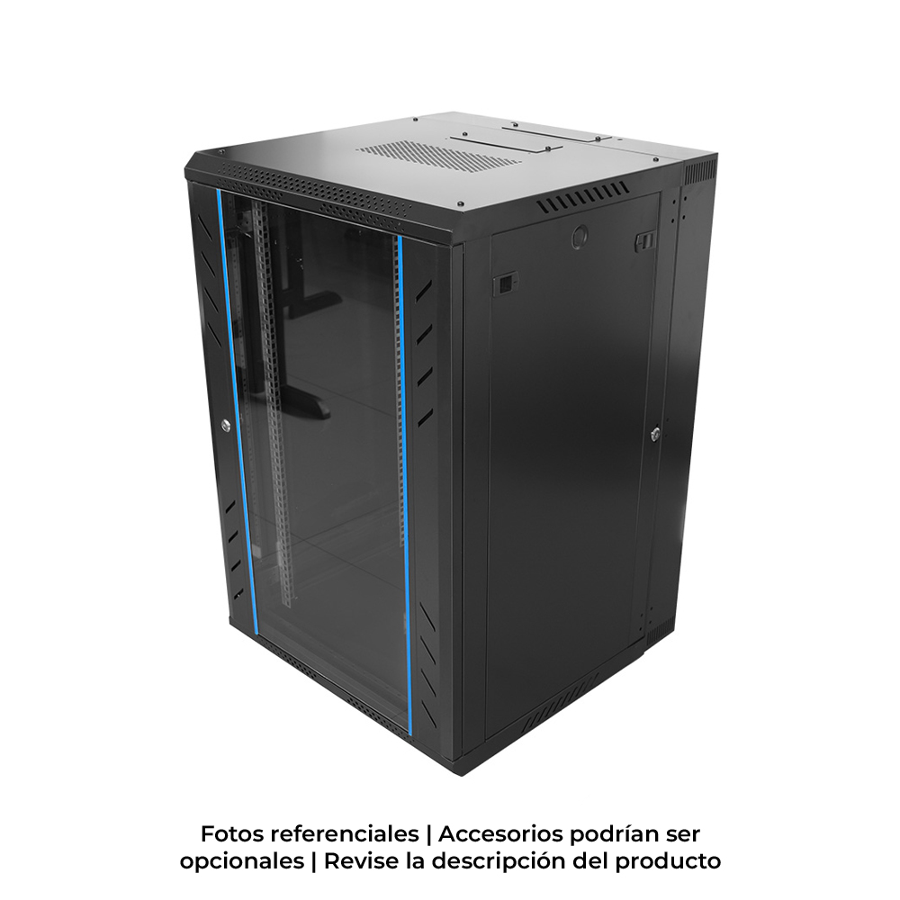 Gabinete de Pared 18-RU 901 x 600 x 500+100mm (Abatible, Puerta c/Vidrio de Seguridad )