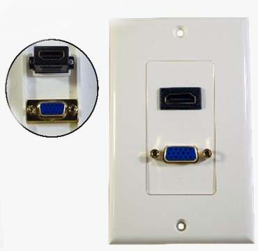FACE PLATE PLACA DE PLASTICO DE 1 PUERTO HDMI 2.0 ULTRA HD 4K 60HZ Y 1 PUERTO VGA 15 PINES FINDER