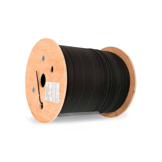 Cable Drop FTTH monomodo 1 hilo (1FO), fibra G.657A, con guía/fiador metálico y chaqueta exterior HDPE (PE de alta densidad), para instalaciones aéreas/exteriores - ROLLO 1000 M