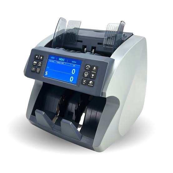 MEDIFAY XD-770D - Contador y valorizador de billetes multidivisa, hasta 1,200 billetes/min, doble sensor CIS, detección UV/MG/MT/IR/DB, conteo mixto y por denominación, pantalla LCD y conexiones USB/RS-232/LAN.