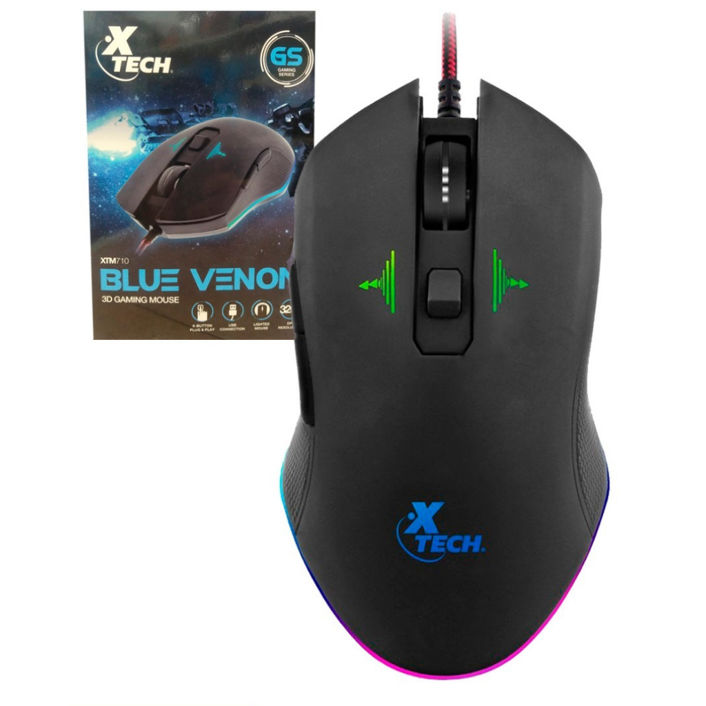 XTECH BLUE VENOM | MOUSE ILUMINADO DE 6 BOTONES GAMING, 3200DPI (XTM-710)