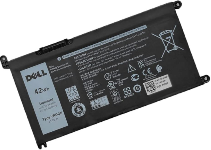 Batería YRDD6 1VX1H VM732 de 42 Wh para Dell Inspiron 5591 7586 5491 5481 5482 5485 3310 2 en 1 15 3582 3583 3584 5590 590 593 593 594 5585 5598 14 3493 5493 5480 3793 Vostro 3491 5581 5490 5590 3 celdas - COMPATIBLE