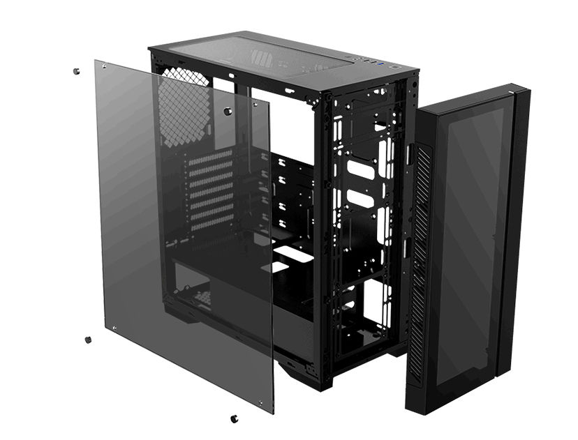 CASE DEEP COOL MATREXX 55 V3 ( DP-ATX-MATREXX55V3 ) S/ FUENTE | NEGRO | 1 PANEL VIDRIO | LED- RGB