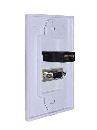 FACE PLATE PLACA DE PLASTICO DE 1 PUERTO HDMI 2.0 ULTRA HD 4K 60HZ Y 1 PUERTO VGA 15 PINES LANCOM