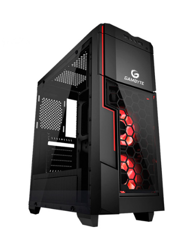 CASE GAMBYTE GOWA ( GTT1205A ) S/ FUENTE | NEGRO | 1 PANEL VIDRIO | LED- ROJO