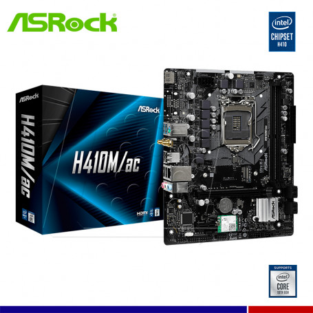 Asrock�Placa Base de computador de escritorio ASRock H410M/ac - Intel Conjunto de Circuitos Integrados - Socket LGA-1200 - 64GB DDR4 SDRAM Max...