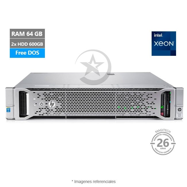Servidor HP ProLiant DL380 Gen9 (2U), Dual Intel Xeon E5-2697v4 Hasta 3.6 GHz (36 Núcleos), RAM 64GB, 2x HDD 600GB 15K SAS 12GBPS 2.5", 4x Puertos LAN 1GbE, Fuente Redundante de 500Wx2 Hot-Plug