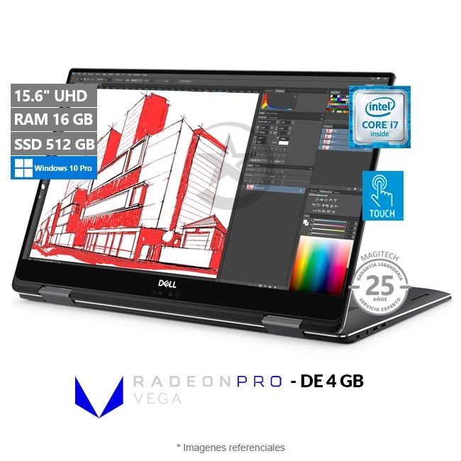 Convertible Dell Workstation Precision 15-5530 2-en-1, Intel Core i7-8706G 3.1 GHz, RAM 16GB, SSD 512GB, 4GB AMD Radeon Pro WX Vega , LED 15.6" UHD 4K Táctil, Windows 10 Pro