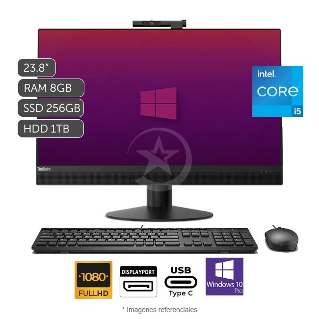 PC Lenovo Todo en Uno ThinkCentre M920z, Intel Core i5-8500 3.0GHz, RAM 8GB, Sólido SSD 256GB ó HDD 1TB, LED 23.8" Full HD, Windows 10 Pro