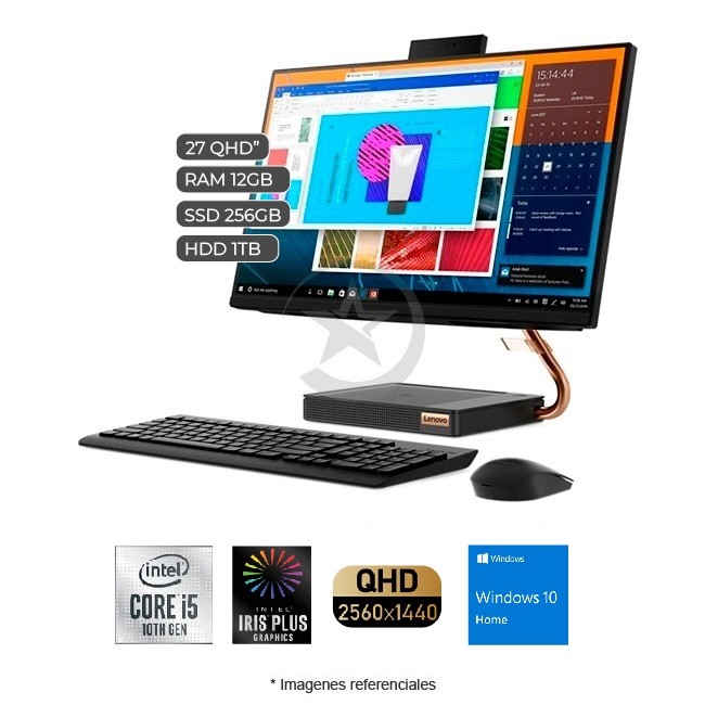 PC Lenovo Todo en Uno IdeaCentre 5 (27"), Intel Core i5-10400T 2.0GHz, RAM 12GB, SSD 256GB + HDD 1TB, Wi-FI, BT, LED 27" QHD, Windows 10 Home