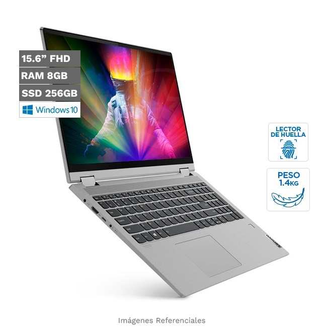 Laptop convertible 2 en 1 Lenovo Flex 5 15IIL05 Core i7-1065G7 Hasta 3.9 GHz, RAM 8GB, SSD 256GB, LED 15.6" FHD Touch, Windows 10 Home