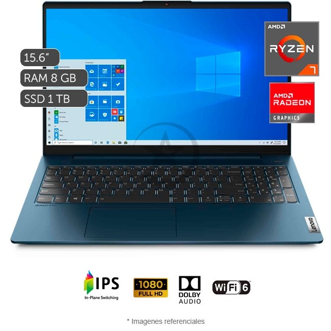 Laptop Lenovo IdeaPad 5 (15), AMD Ryzen 7 5700U 1.8GHz, RAM 8GB, SSD 1TB, LED 15.6" Full HD, Windows 11 Home