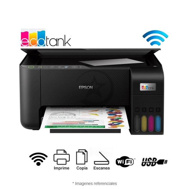 Impresora Epson Multifuncional Ecotank L3250, Wi-Fi, USB de alta velocidad, alta productividad y rendimiento.