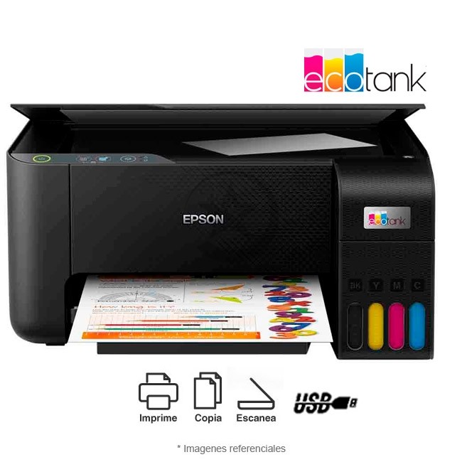 Impresora Epson Multifuncional Ecotank L3210, USB de alta velocidad, alta productividad y rendimiento.