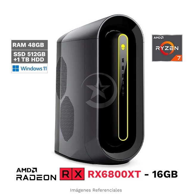PC Dell Alienware Aurora R10, AMD Ryzen 7 5800 Hasta 4.6 GHz, RAM 48GB, SSD 1TB + HDD 1TB, 16GB AMD Radeon RX6800XT, Enfriamiento Liquido, Windows 11 Home