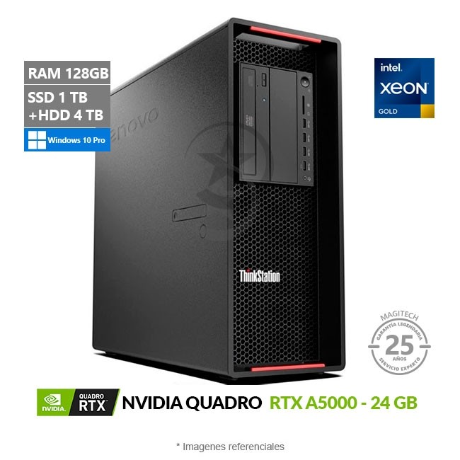 PC Lenovo ThinkStation P720 Workstation, Intel Xeon Gold 6246 (12 Núcleos) Hasta 4.2 GHz, RAM 128GB, SSD 1TB + HDD 4TB, Video 24GB NVIDIA Quadro RTX A5000, Windows 10 Pro