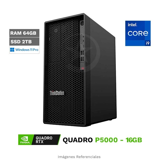 PC Workstation Lenovo Thinkstation P350 Torre, Intel Core i9-11900K Hasta 5.3 GHz, RAM 64GB, SSD 2TB, 16 GB NVIDIA Quadro P5000, Windows 11 Pro