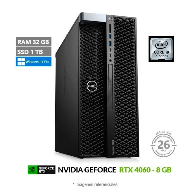 PC Dell Precision 5820 Tower, Intel Core i9-10900X Hasta 4.5 GHz, RAM 32GB, SSD 1TB, 8GB NVIDIA GeForce RTX 4060, Windows 11 Pro