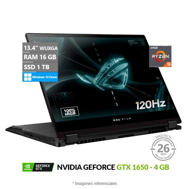 Convertible Asus ROG Flow X13 GV301QH, AMD Ryzen 9 5900HS 3.1GHz, RAM 16GB, SSD 1TB, 4GB NVIDIA GTX 1650, LED 13.4" WUXGA con 120Hz, 100% sRGB, Windows 11 Home **