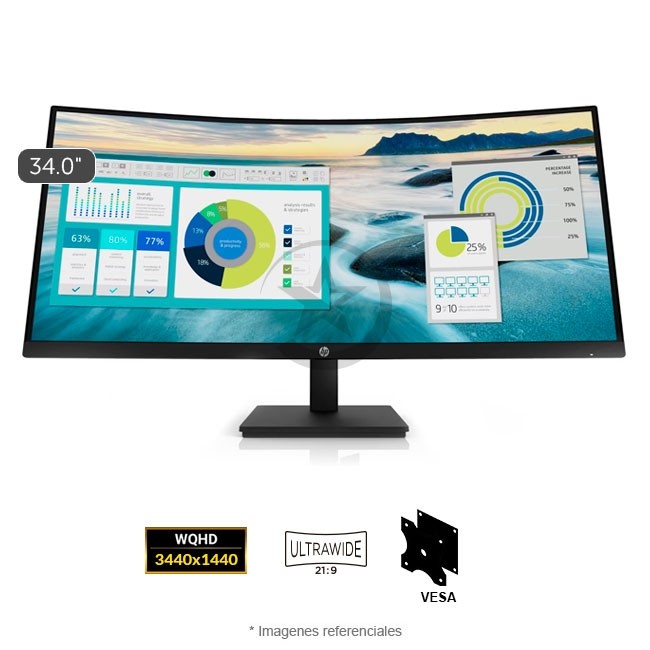 Monitor Curvo HP P34HC G4 WQHD, 34'' Ultrawide, Certificación TÜV, USB-C de Carga 65W, Altavoces integrados, HDMI, Display Port, USB-C