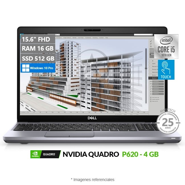 Laptop Dell Workstation Precision 3551, Intel Core i5-10300H 2.5GHz, RAM 16GB, SSD 512GB, 4GB NVIDIA Quadro P620, LED 15.6" FHD, Touchscreen, Windows 10 Pro
