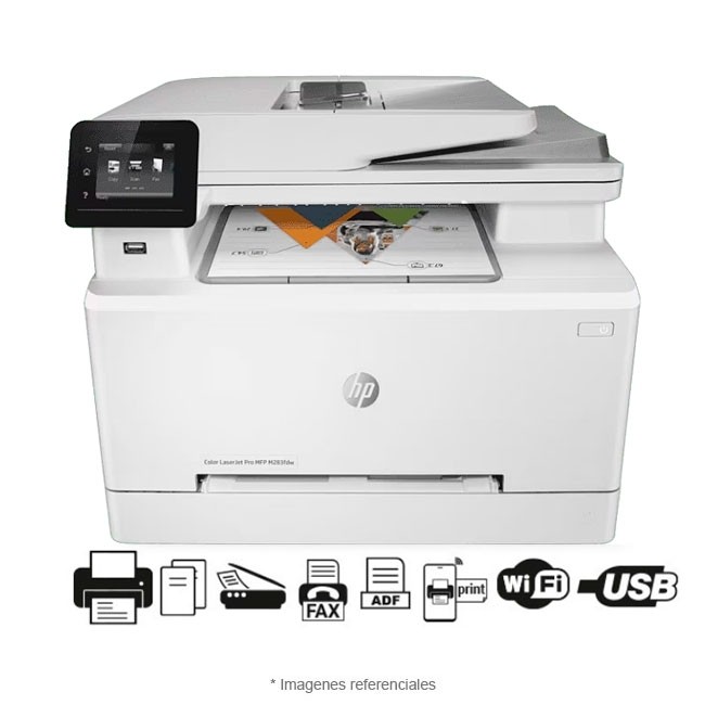 Impresora HP Multifuncional Color LaserJet Pro M283FDW, ADF, 21 ppm, Impresión Doble Cara, USB 2.0 Frontal, FAX, LAN, Wi-Fi, Color/BNegro