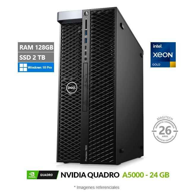 Dell Precision T7820 Workstation, Intel Xeon Gold 6130 3.0 GHz (16 Cores), RAM 128 GB ECC, SSD 2TB, 24 GB NVIDIA Quadro RTX A5000, Windows 10 Pro