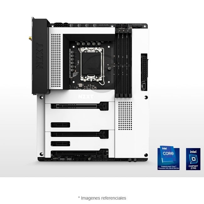 Placa-Madre NZXT N7-Z790, ATX, Chipser Intel Z790 LGA 1700, Soporta Intel Core i5, i7 e i9 de 12va, 13va. y 14va. Generación, RAM hasta 6000 MHz, Wi-Fi 6E, Bluetooth V5.3, 3 M.2, Audio 8 canales